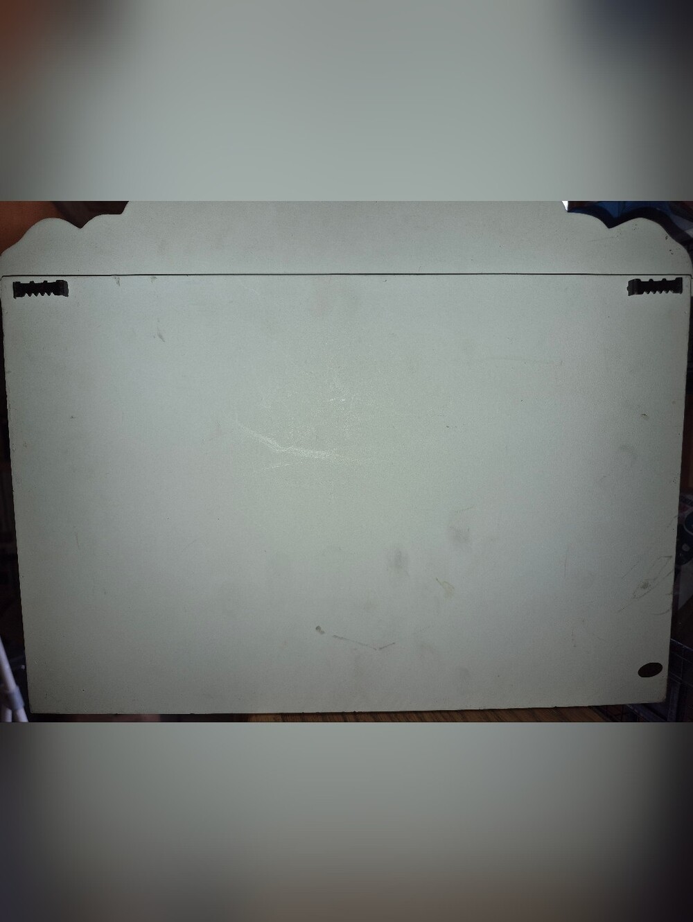 Shabby chic White Wood Wall Shelf features three top drawers and a towel bar - Picture 5 of 5